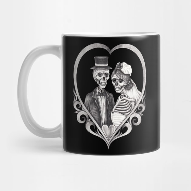 Skeleton lovers couple love wedding. by Jiewsurreal